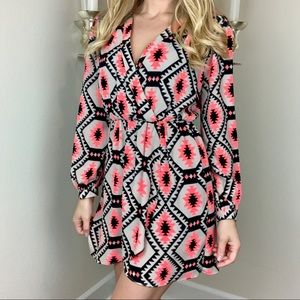Altar’d State Tribal Long Sleeve V-Neck Dress
